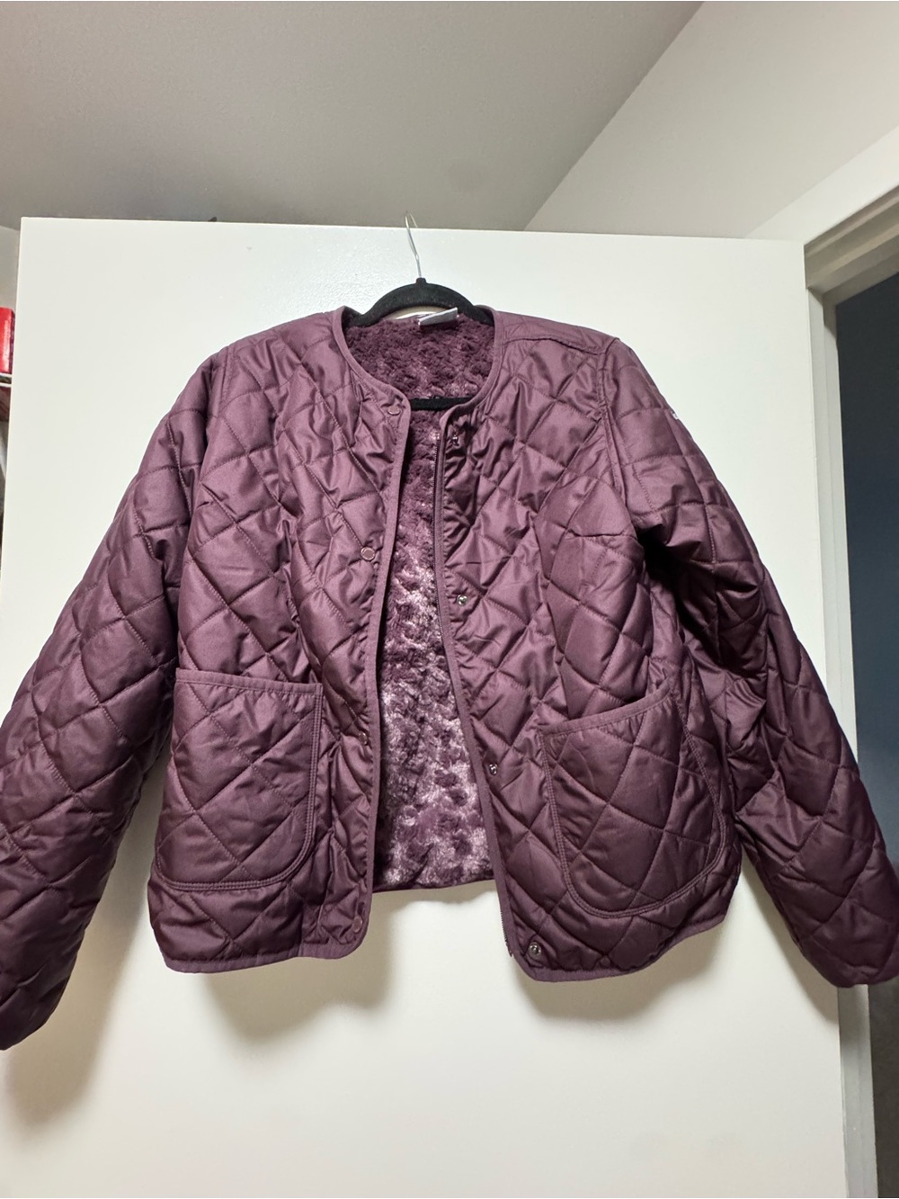 Columbia Quilted Plush-Lined Jacket in Plum